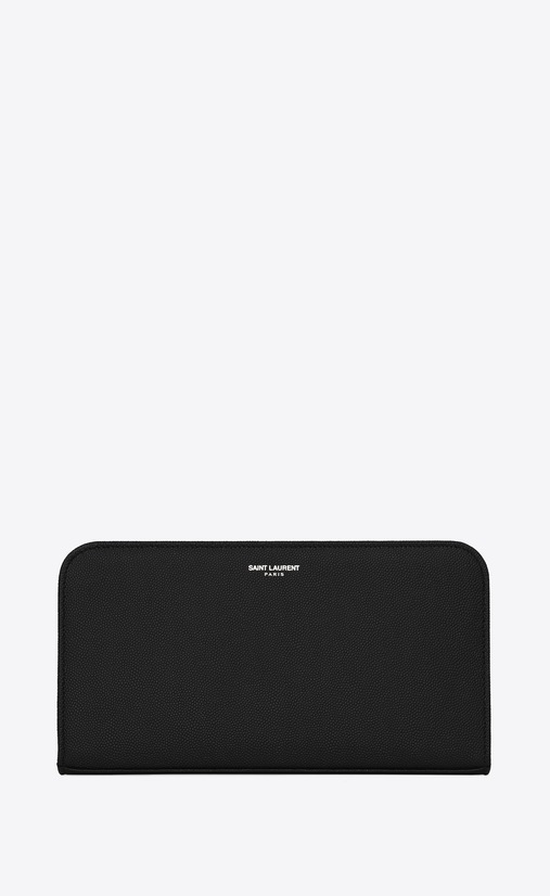 SAINT LAURENT Saint Laurent Paris SLG メンズ クラシック サンローラン フルジップウォレット(ブラック/グレインパウダーテクスチャードレザー) a_V4